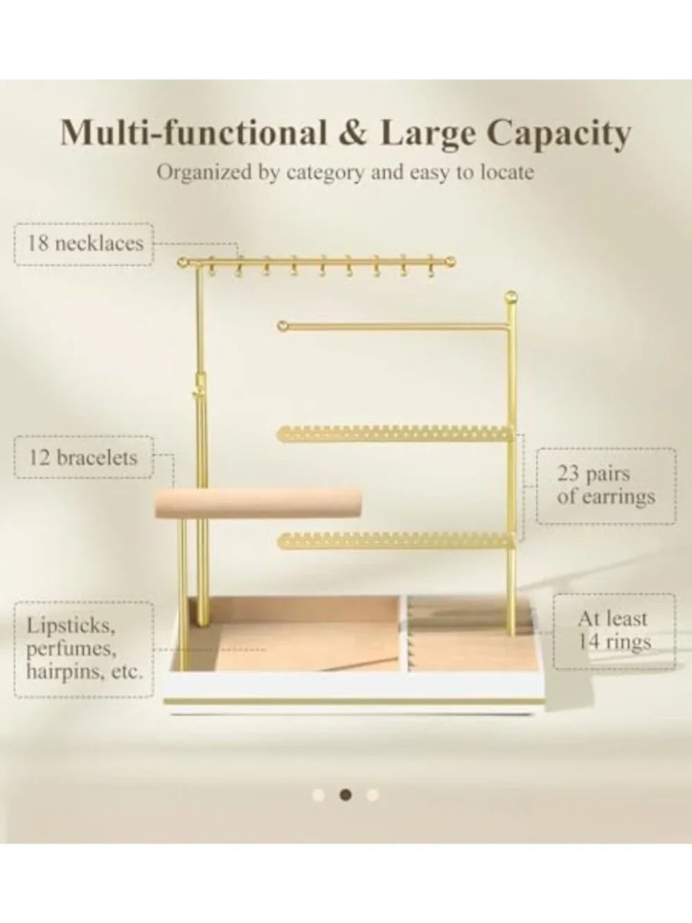 5-Tier Jewelry Organizer Necklace Holder - Stylish Storage for Accessories